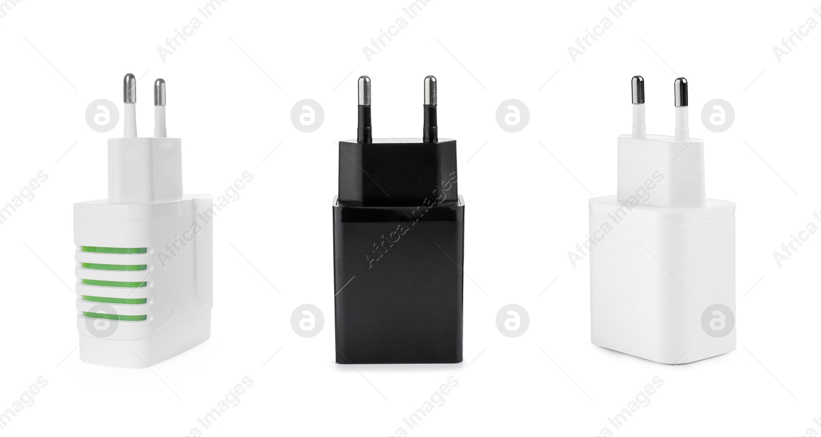 Image of Power adapters (charger) isolated on white, set