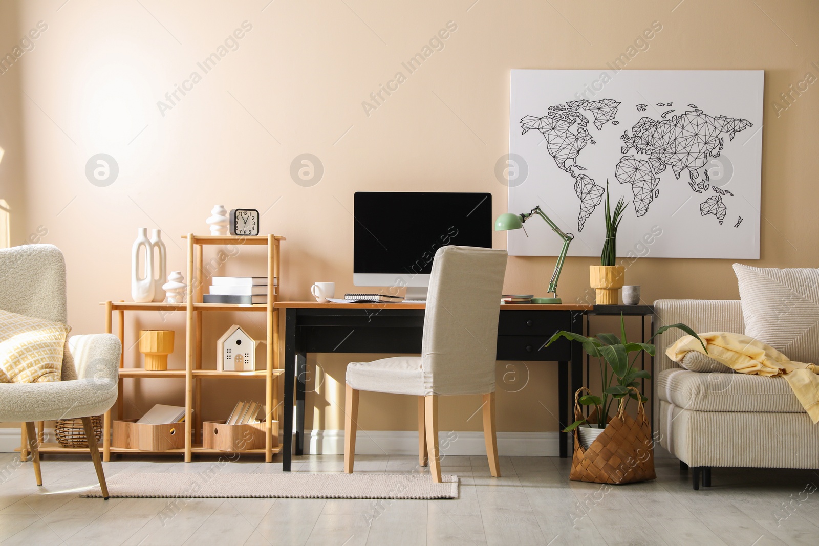 Photo of Comfortable workplace with modern computer in home office