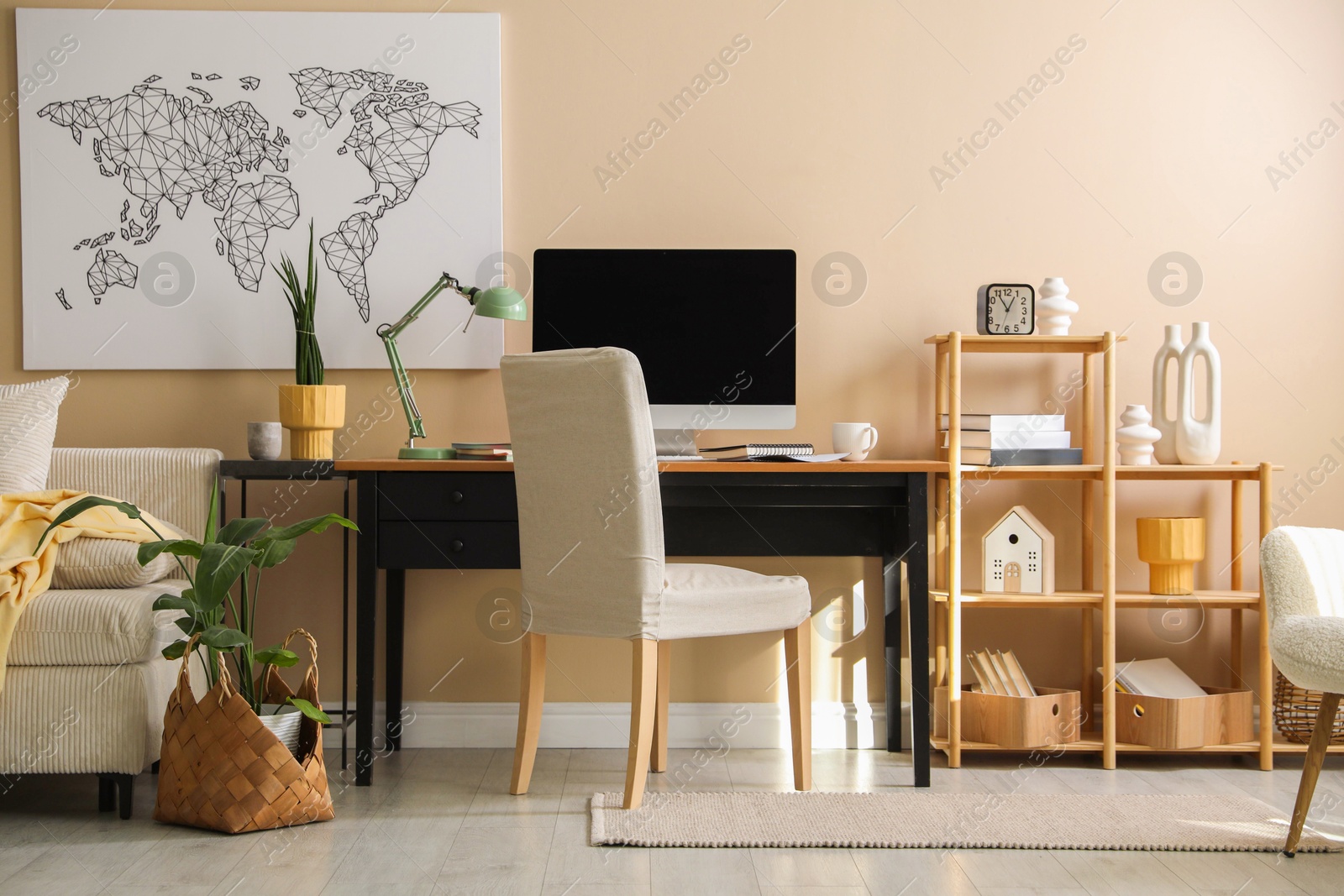 Photo of Comfortable workplace with modern computer in home office