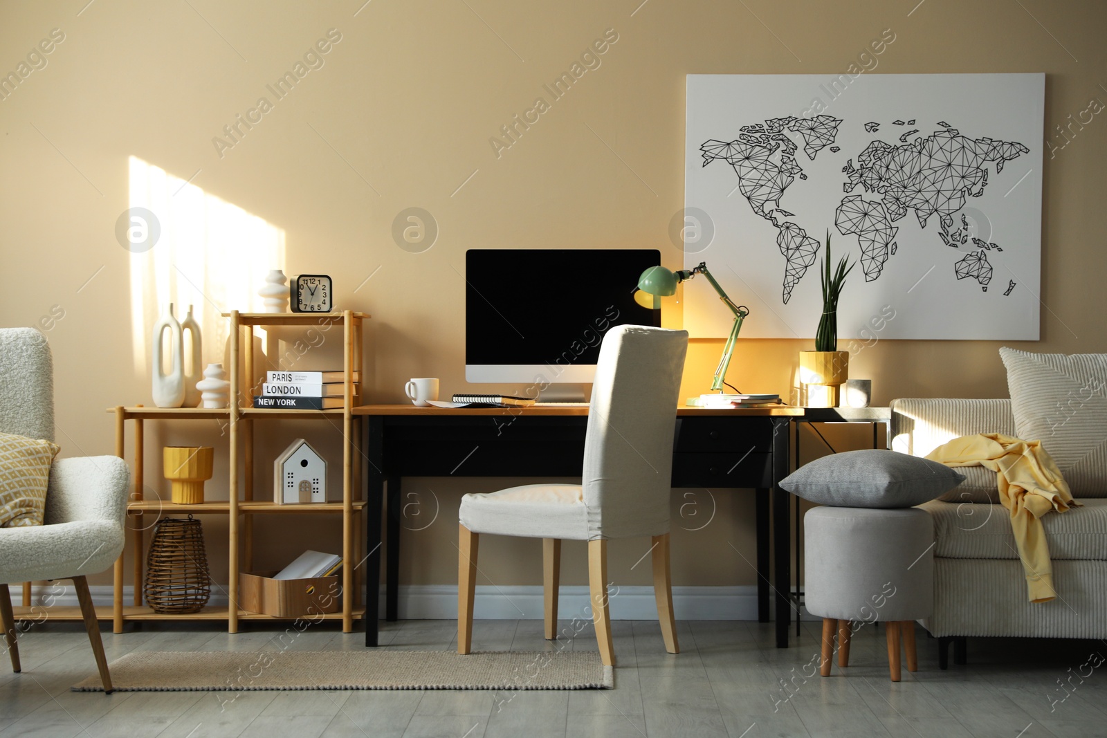 Photo of Comfortable workplace with modern computer in home office