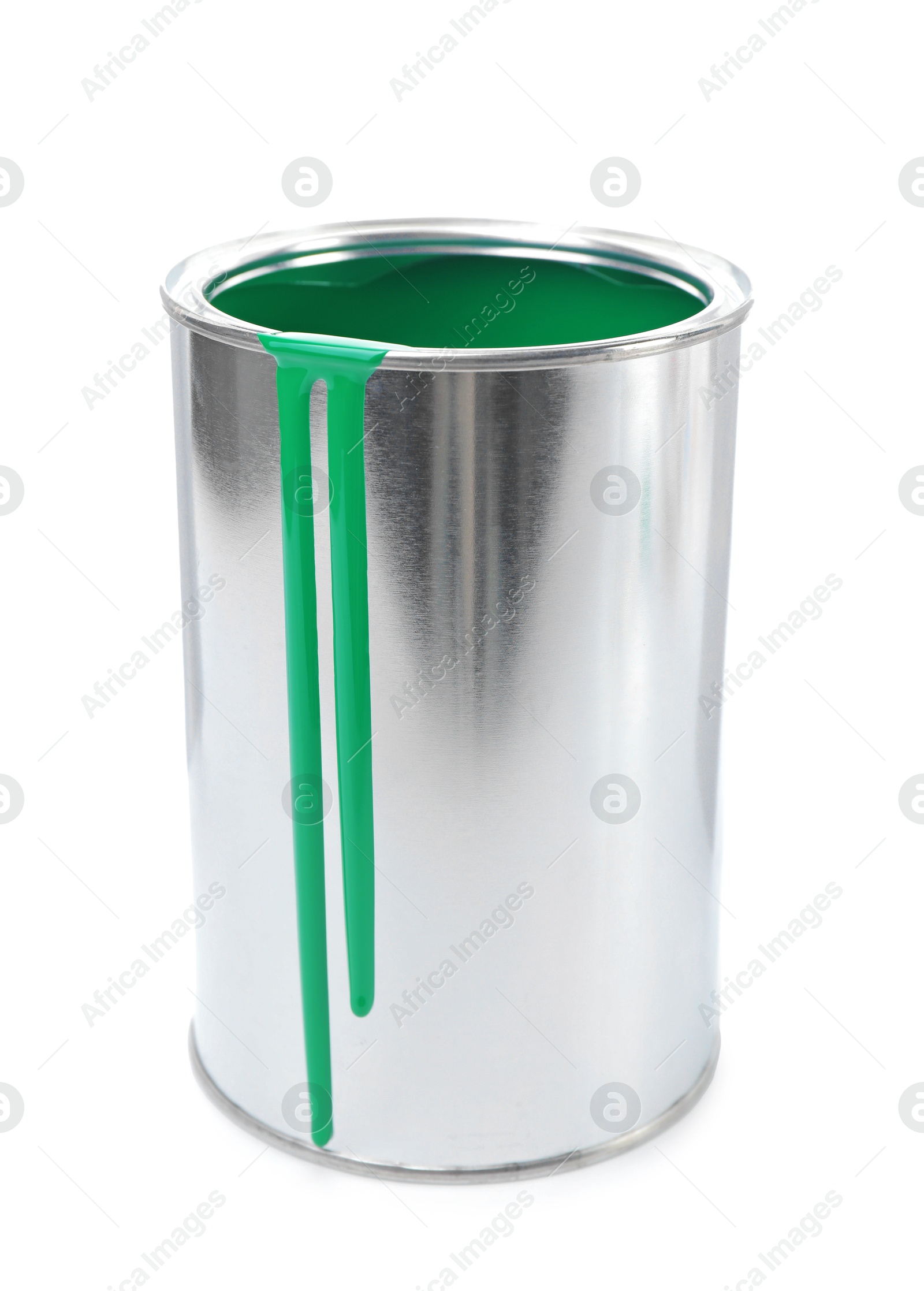 Photo of Can of green paint isolated on white