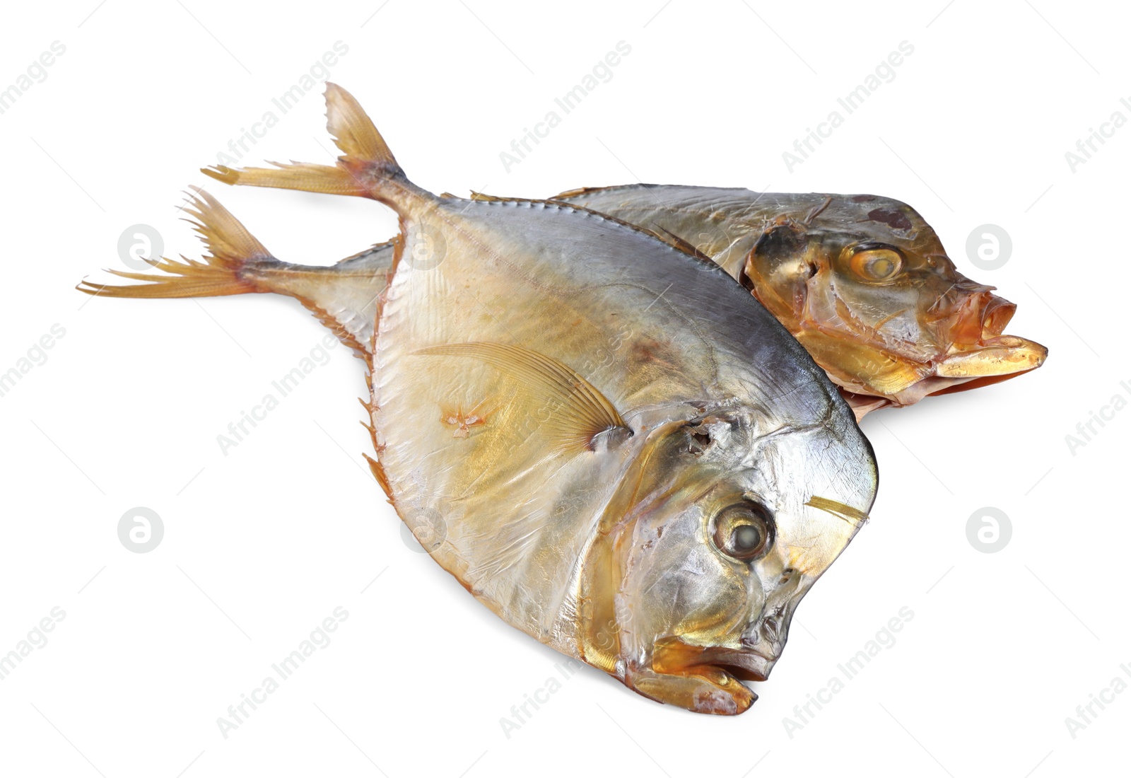 Photo of Dried moonfish isolated on white. Salty snack