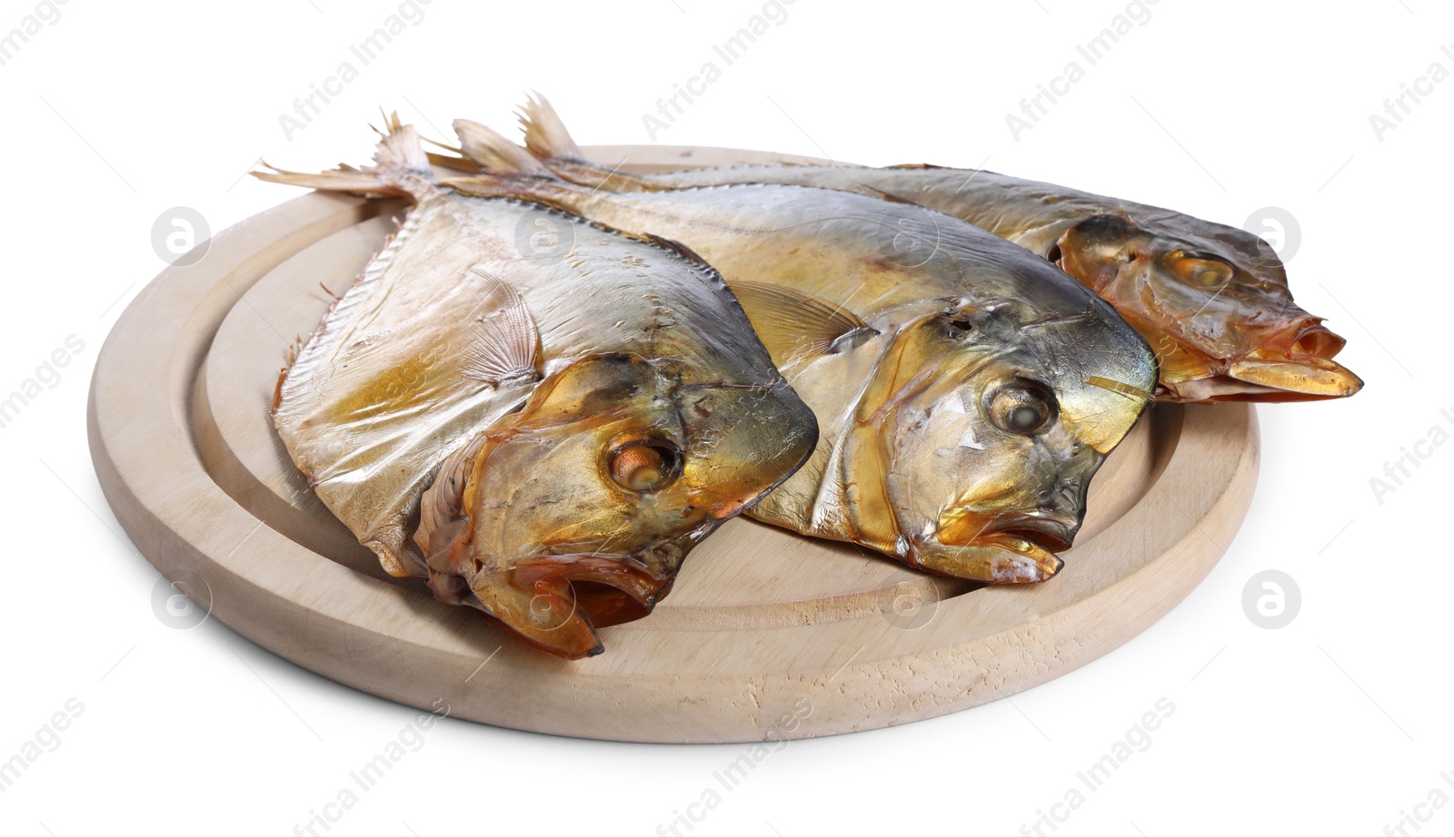 Photo of Dried moonfish isolated on white. Salty snack