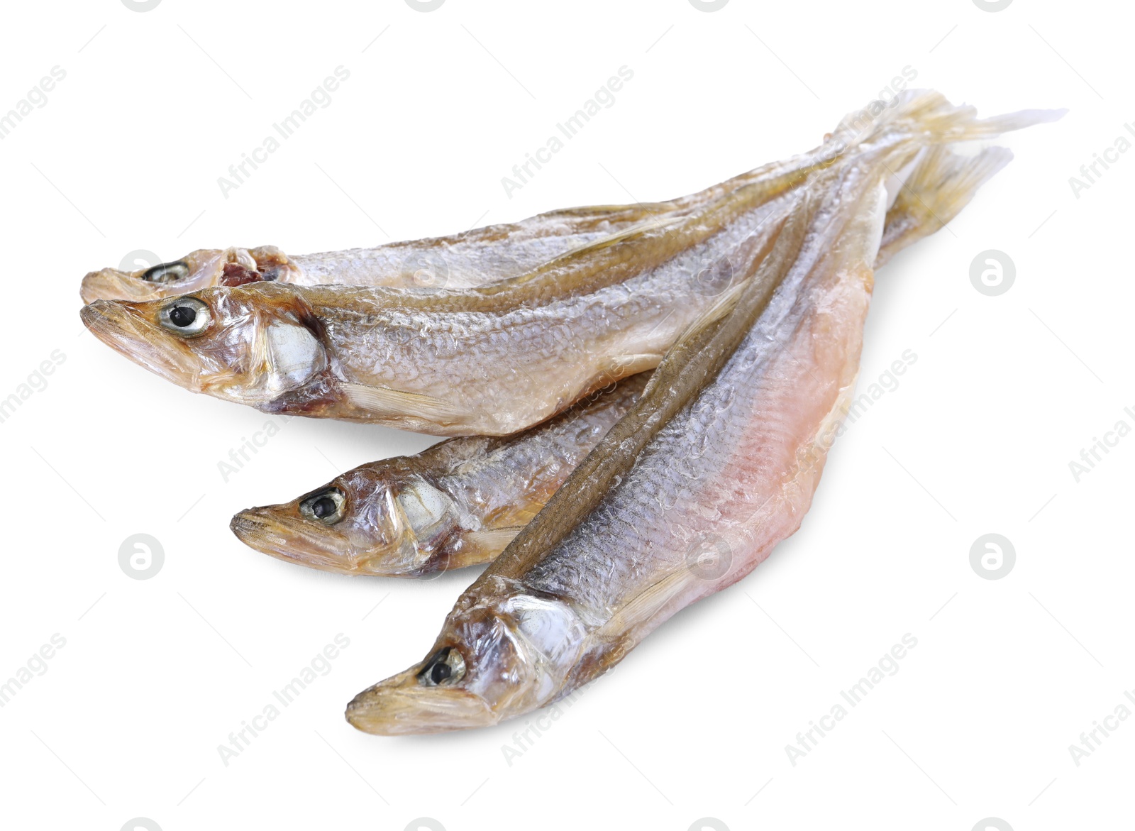 Photo of Dried salted smelt fish isolated on white