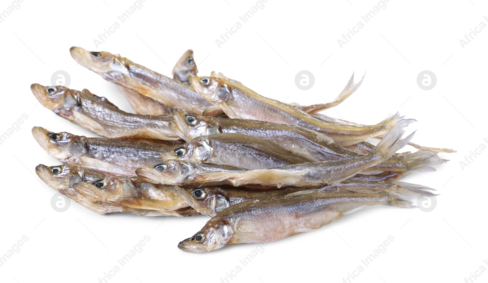 Photo of Dried salted smelt fish isolated on white