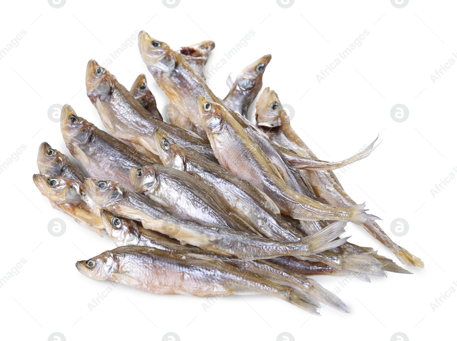 Photo of Dried salted smelt fish isolated on white