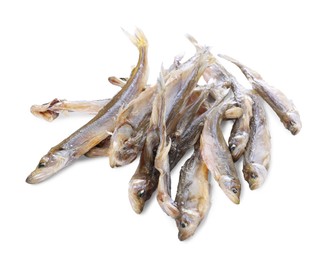 Photo of Dried salted smelt fish isolated on white