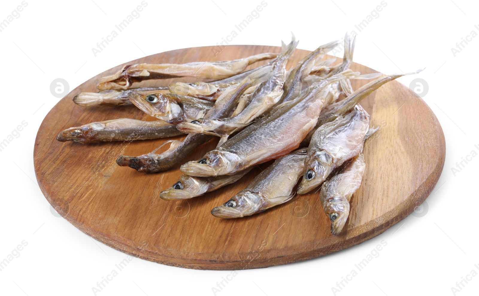 Photo of Dried salted smelt fish isolated on white