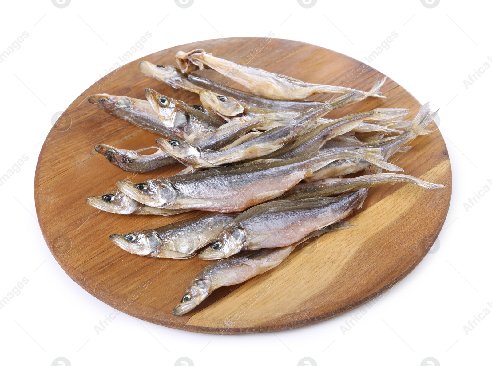 Photo of Dried salted smelt fish isolated on white