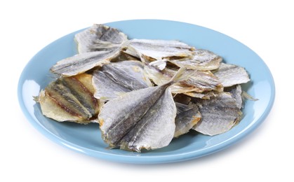 Dried cod fish fillets isolated on white