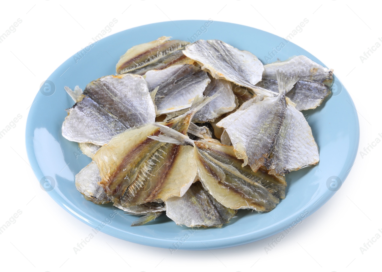 Photo of Dried cod fish fillets isolated on white