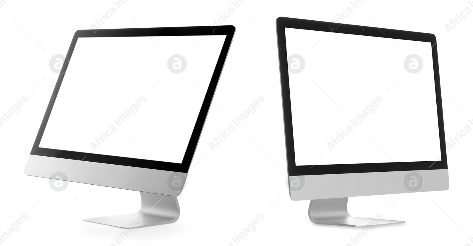 Image of Computer monitor with blank screens isolated on white, collage