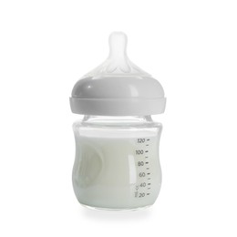 Feeding bottle with milk isolated on white