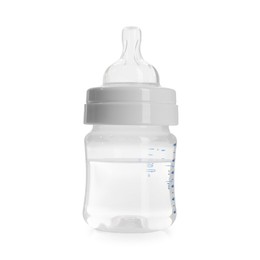 Photo of Feeding bottle with water isolated on white