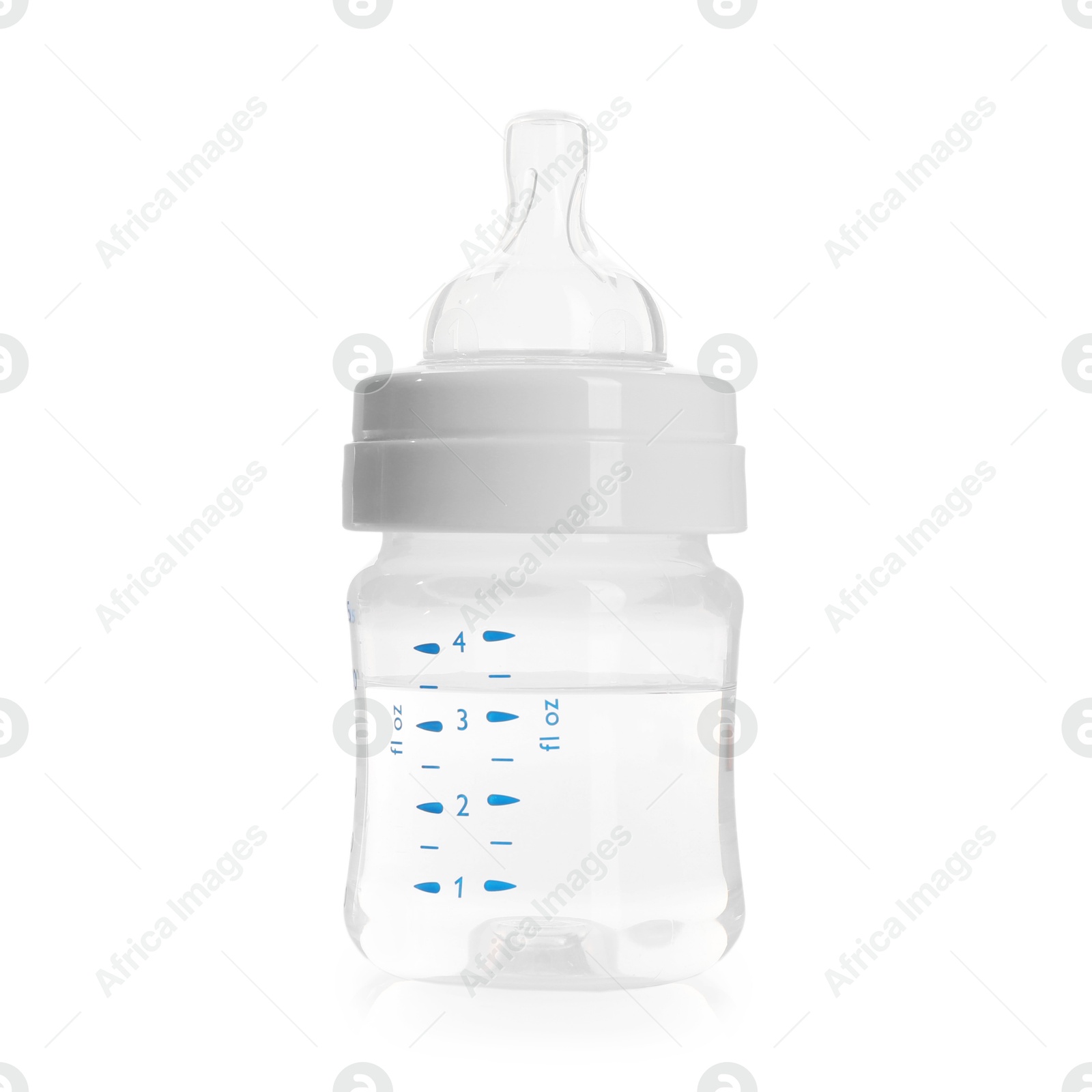 Photo of Feeding bottle with water isolated on white