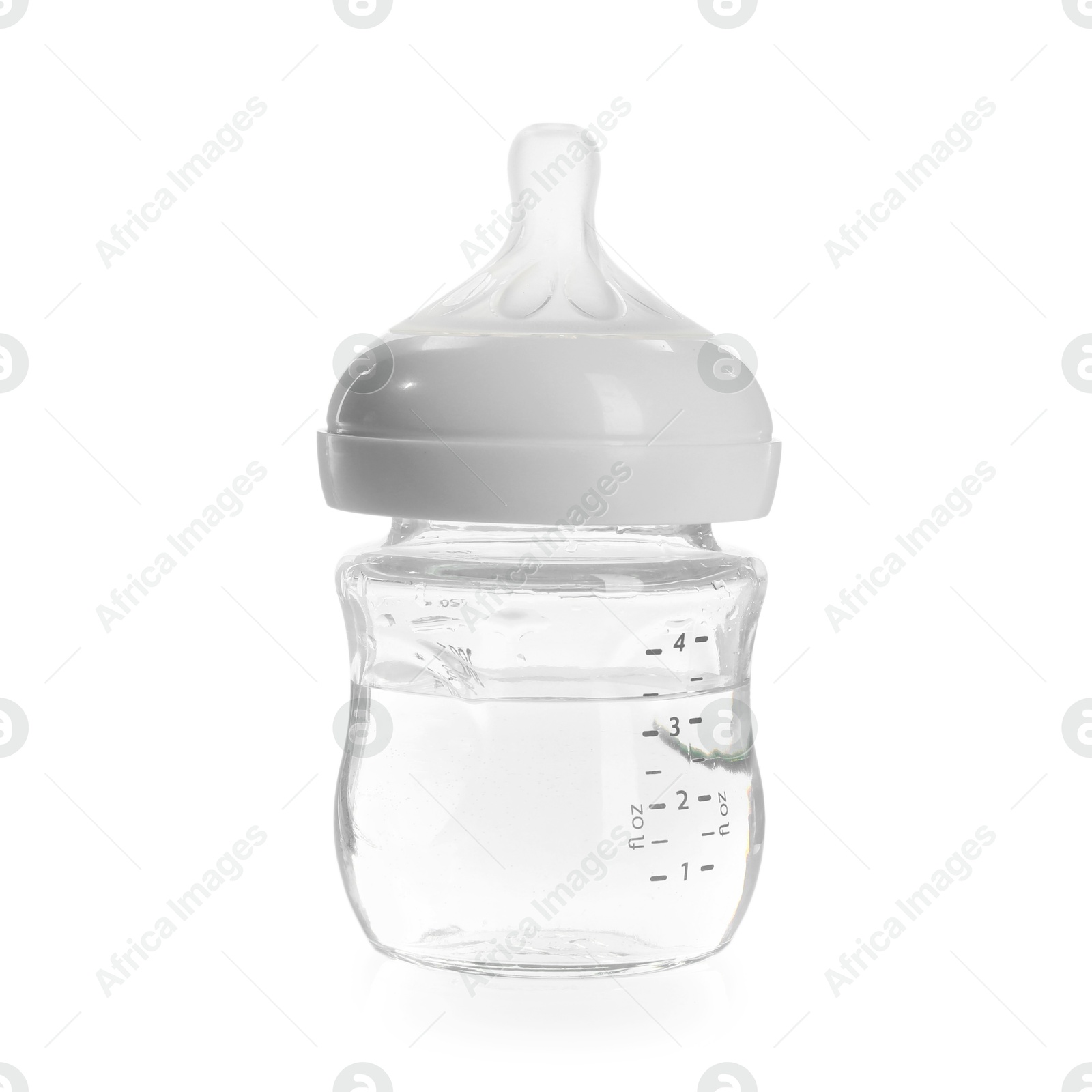 Photo of Feeding bottle with water isolated on white