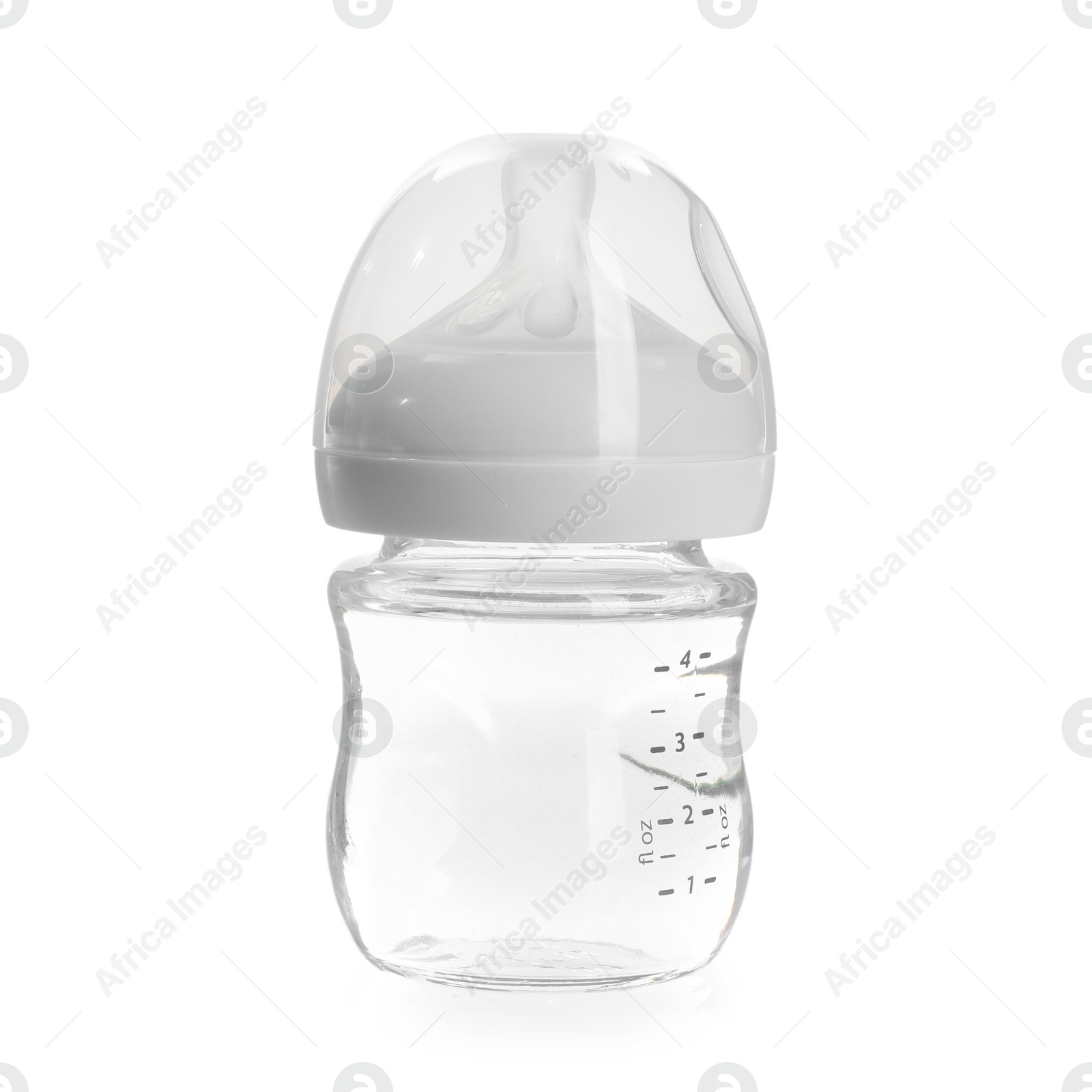 Photo of Feeding bottle with water isolated on white