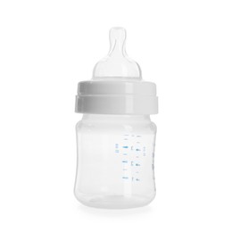 Photo of One empty feeding bottle isolated on white