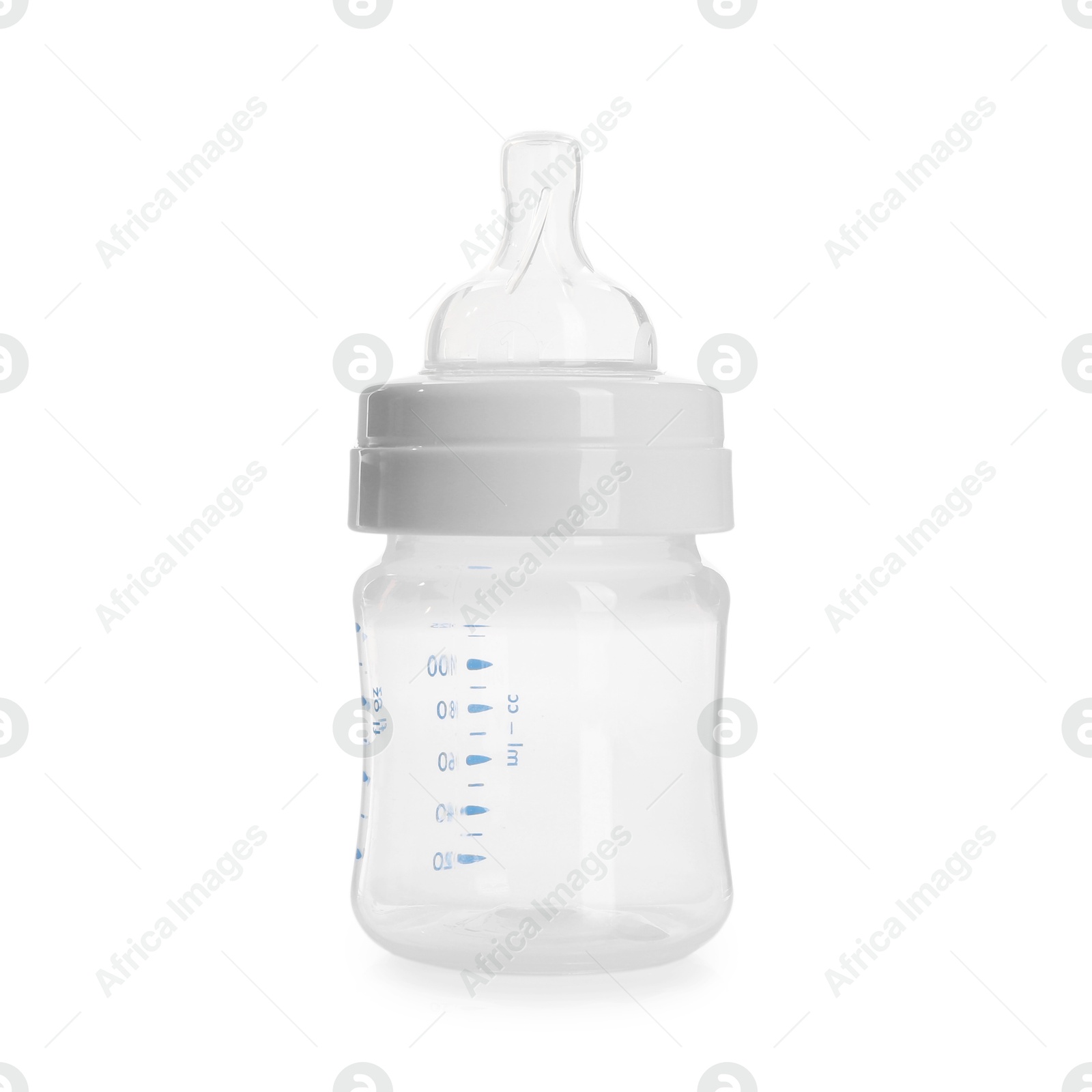 Photo of One empty feeding bottle isolated on white