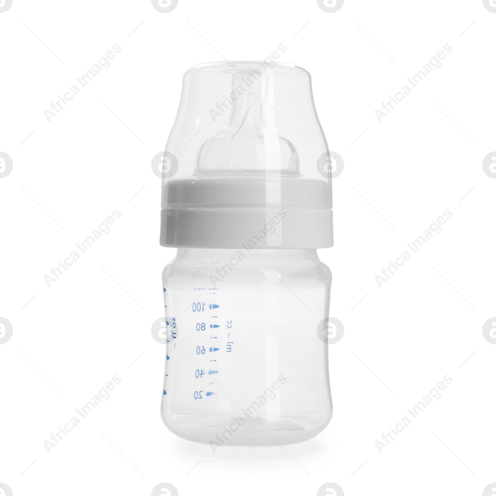 Photo of One empty feeding bottle isolated on white