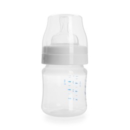 Photo of One empty feeding bottle isolated on white