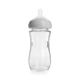 One empty feeding bottle isolated on white