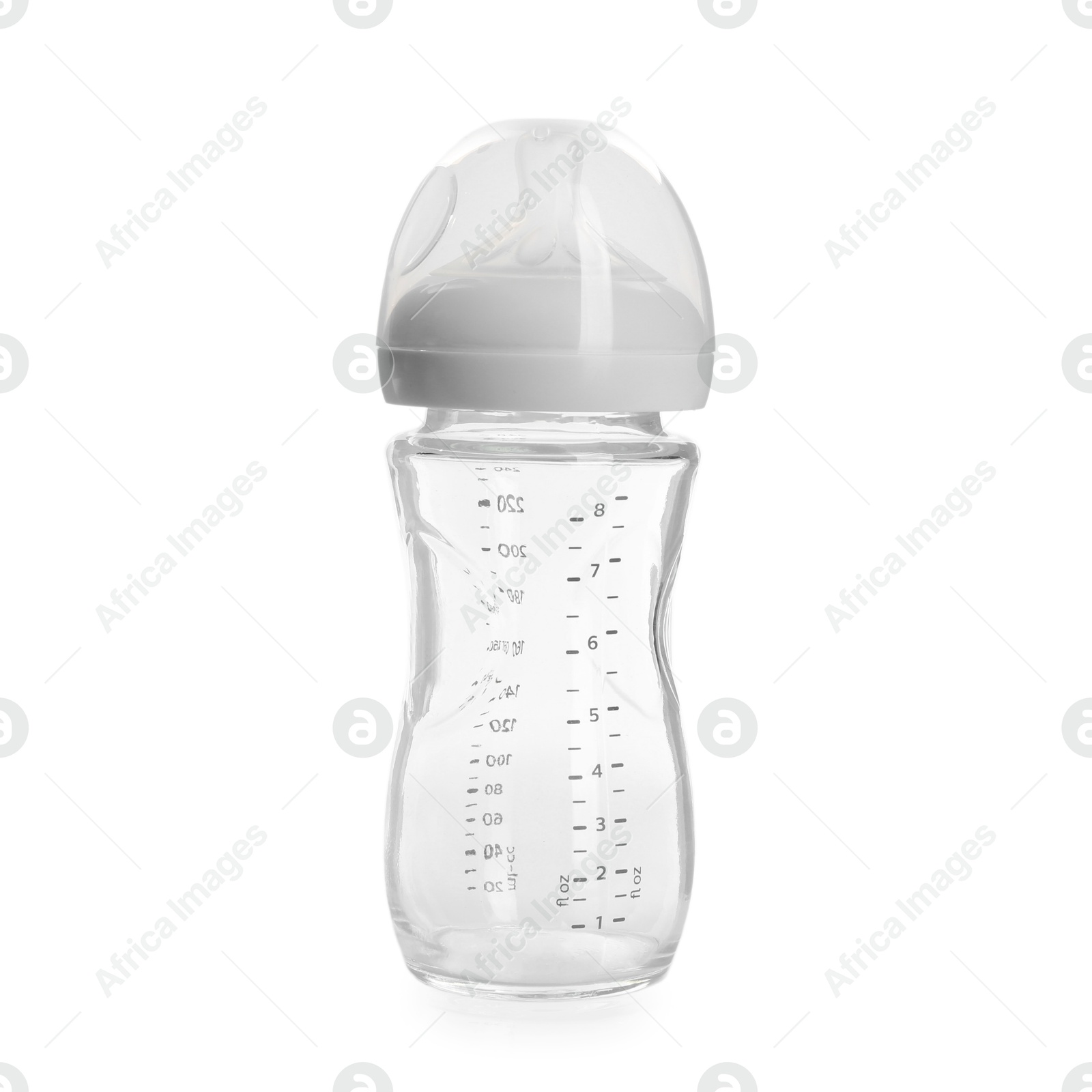 Photo of One empty feeding bottle isolated on white