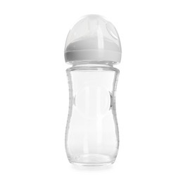 Photo of One empty feeding bottle isolated on white