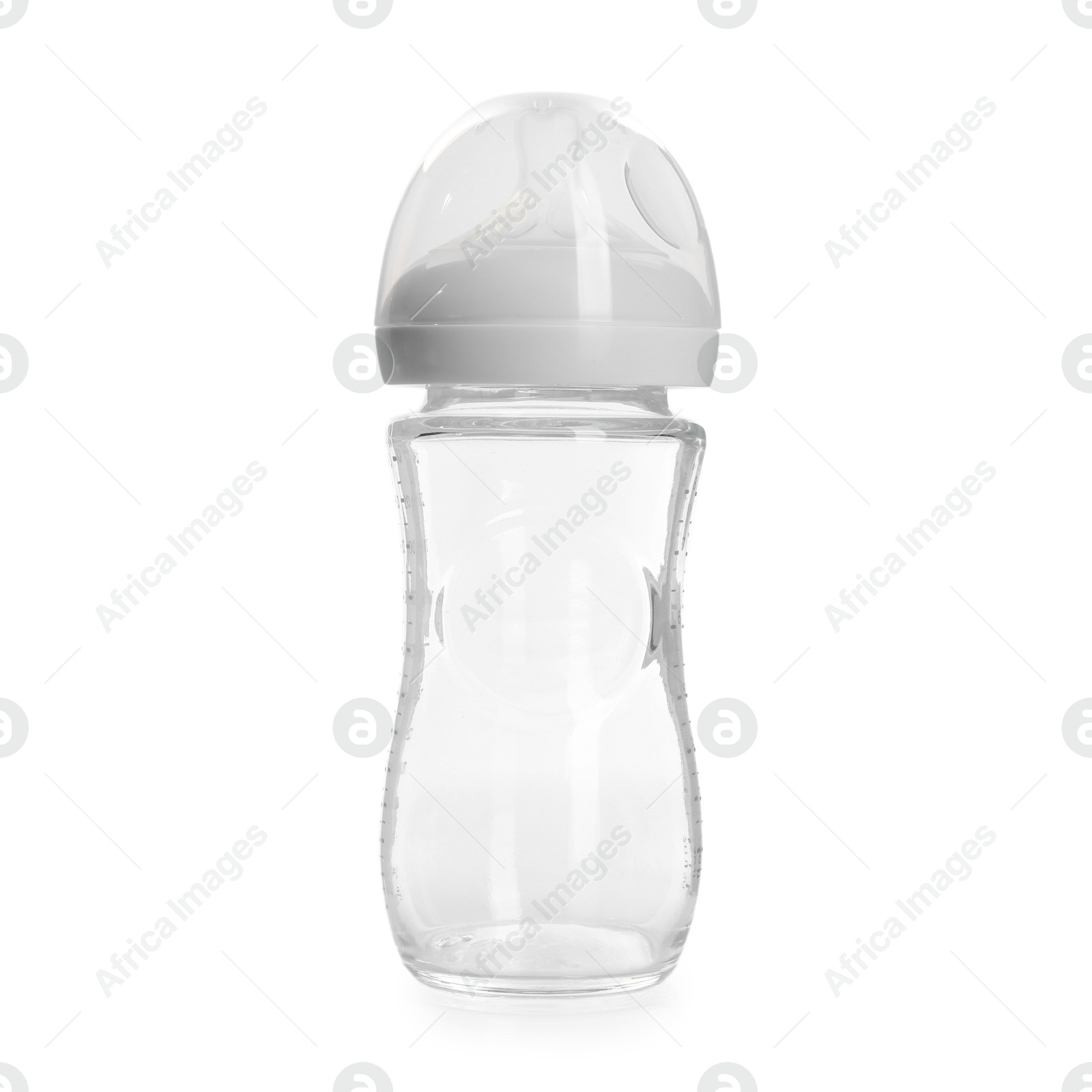 Photo of One empty feeding bottle isolated on white