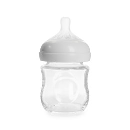 One empty feeding bottle isolated on white