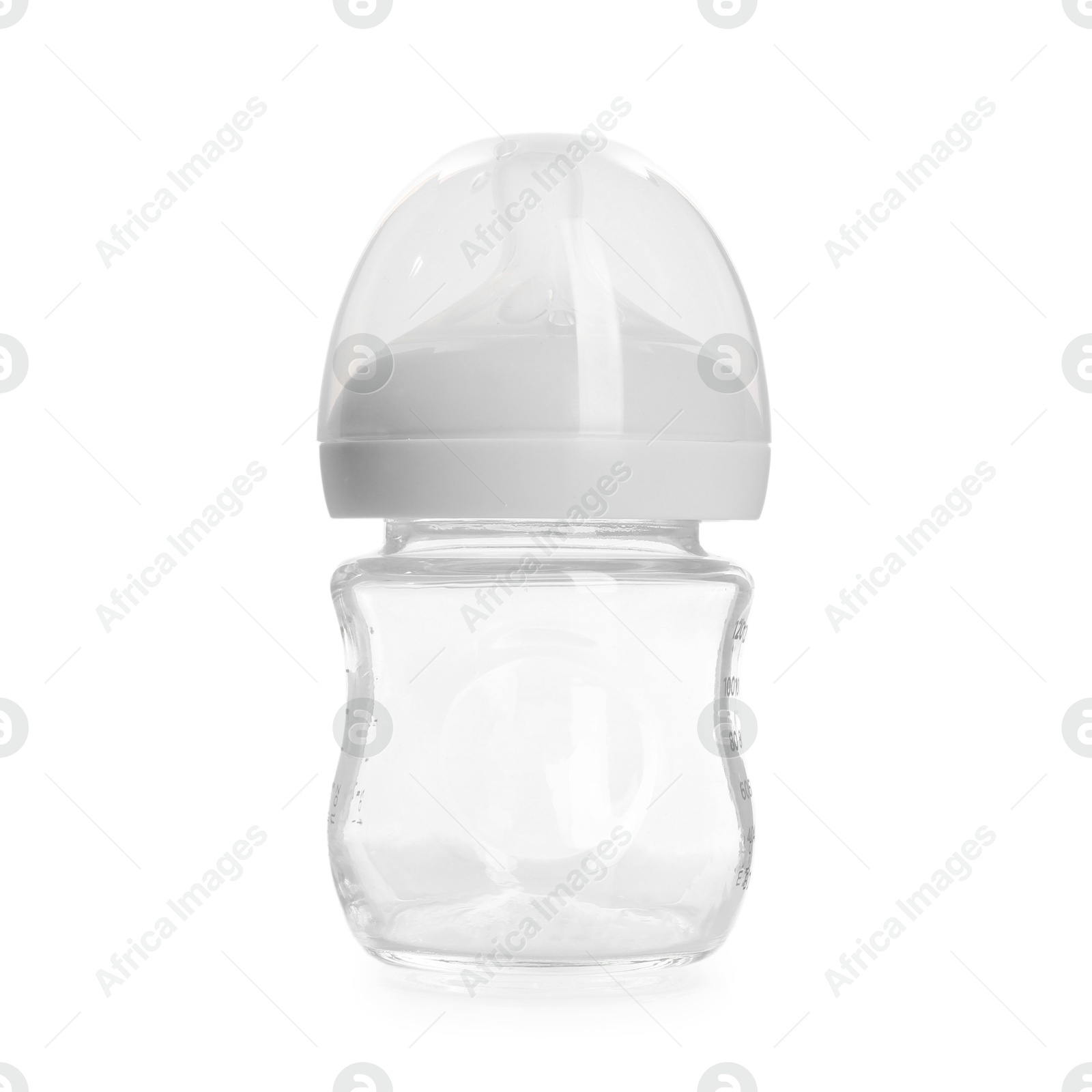 Photo of One empty feeding bottle isolated on white