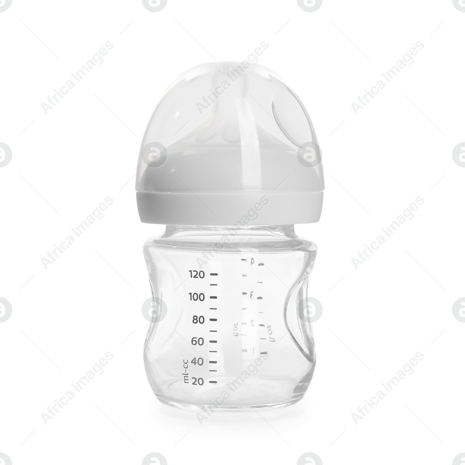 Photo of One empty feeding bottle isolated on white