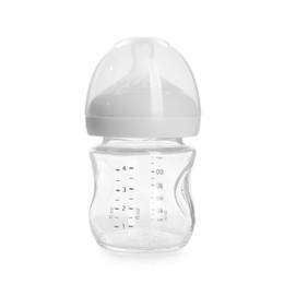 Photo of One empty feeding bottle isolated on white