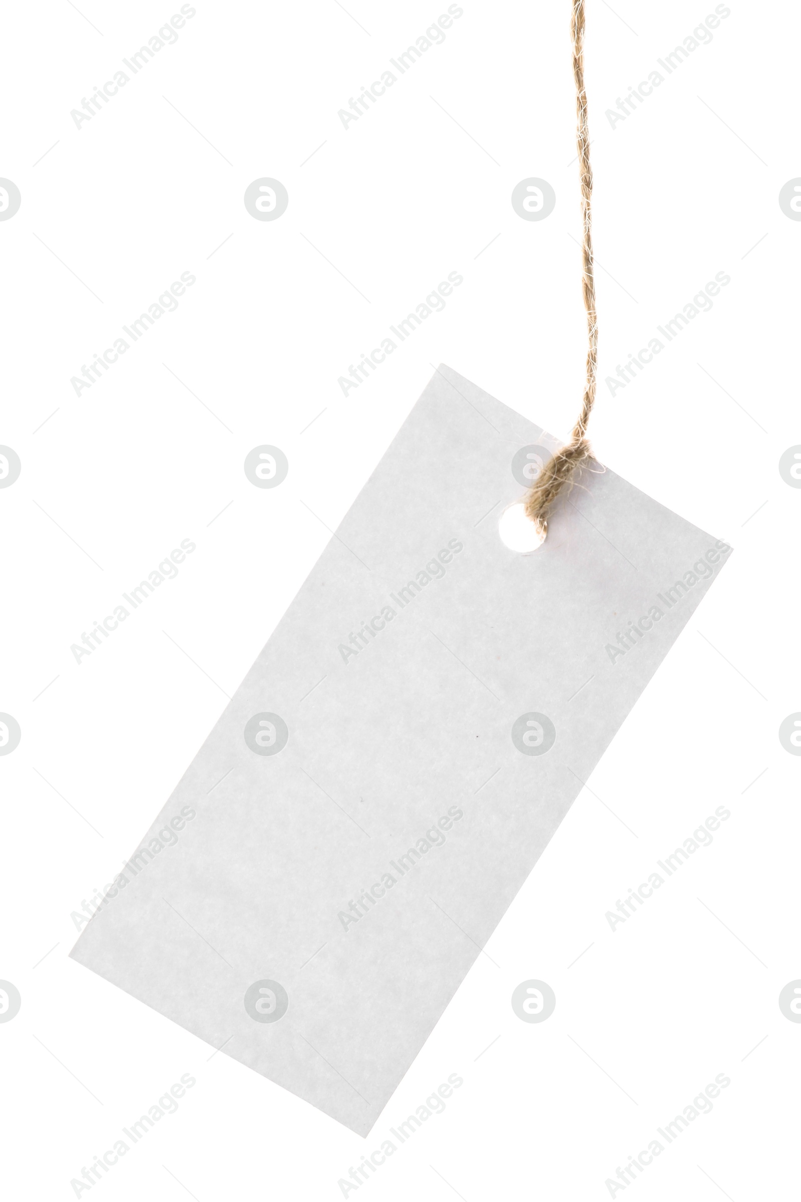 Blank tag with string isolated on white Photo of Blank tag with string isolated on white