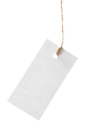 Photo of Blank tag with string isolated on white