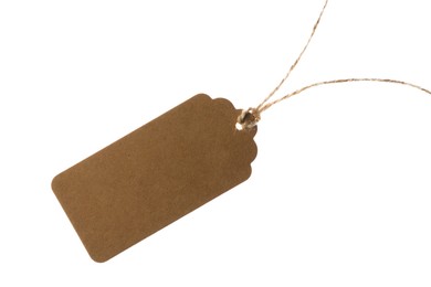 Photo of Blank tag with string isolated on white