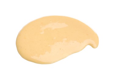 Photo of Tasty cheese dipping sauce isolated on white