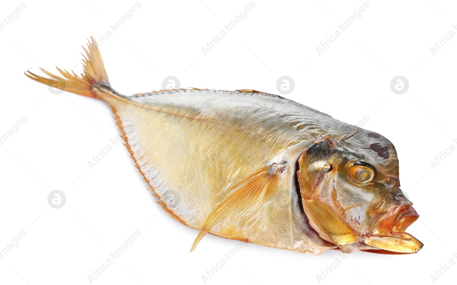 Photo of Dried moonfish isolated on white. Salty snack