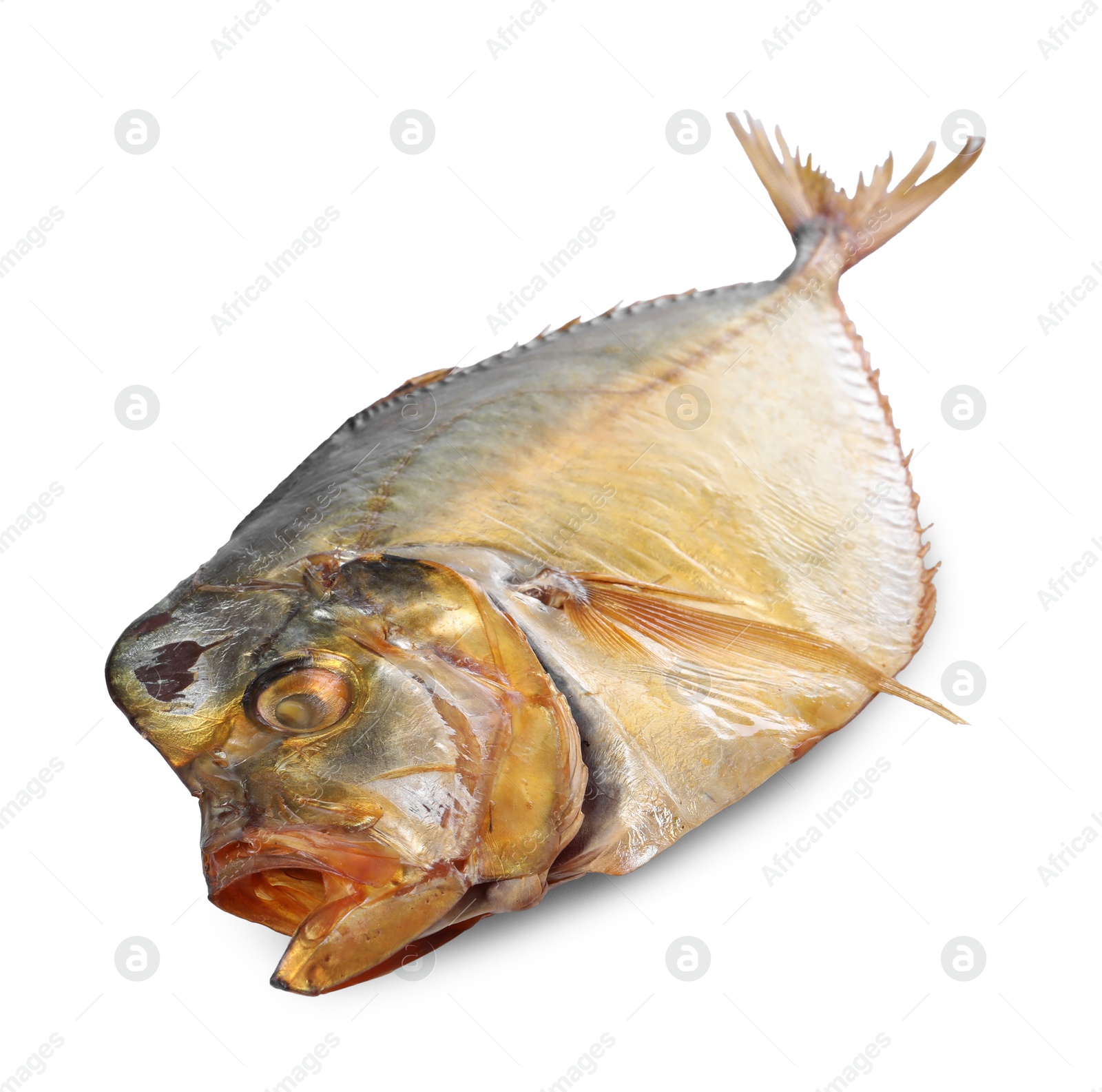 Photo of Dried moonfish isolated on white. Salty snack