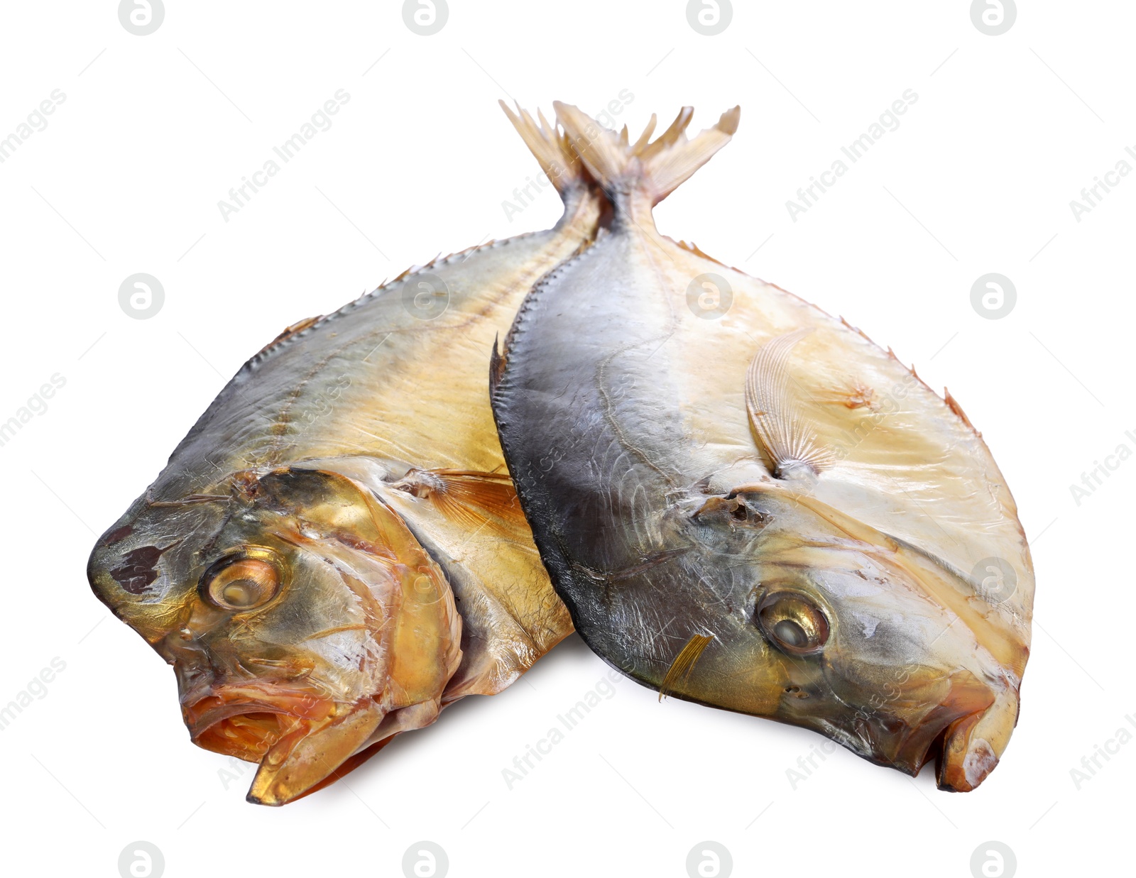 Photo of Dried moonfish isolated on white. Salty snack