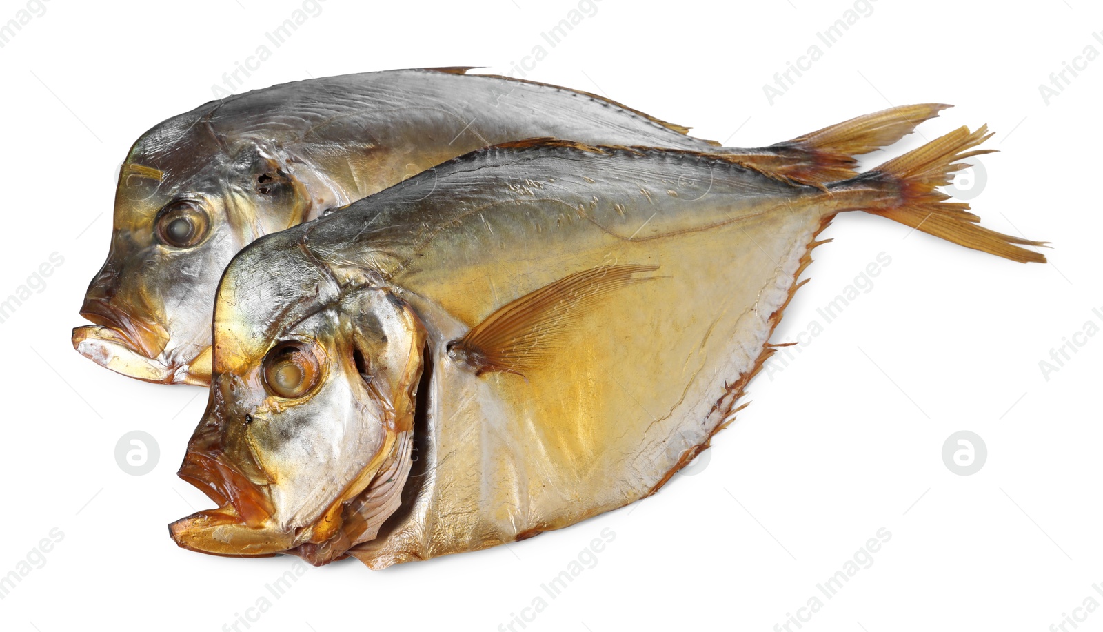 Photo of Dried moonfish isolated on white. Salty snack