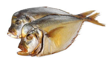 Dried moonfish isolated on white. Salty snack