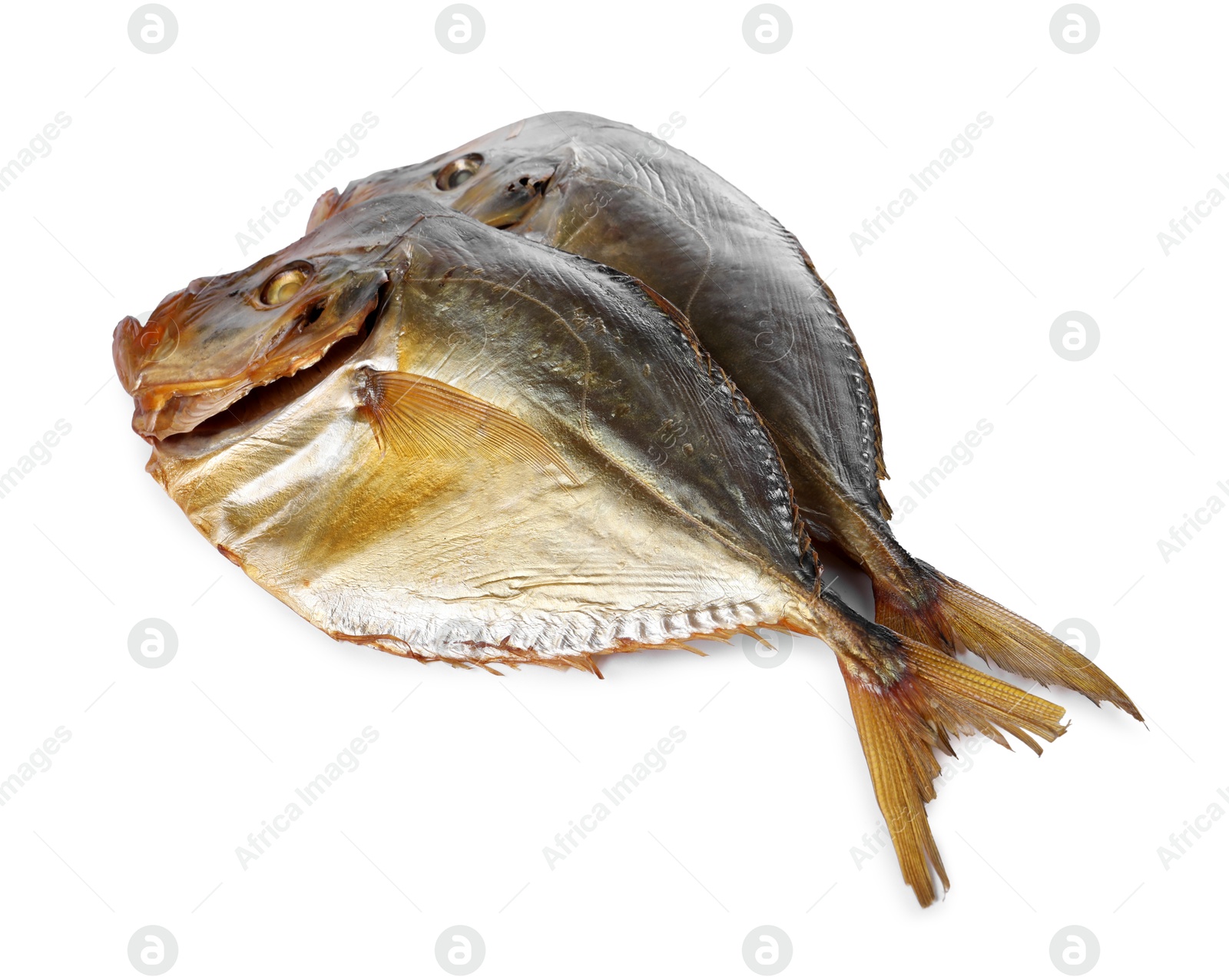 Photo of Dried moonfish isolated on white. Salty snack