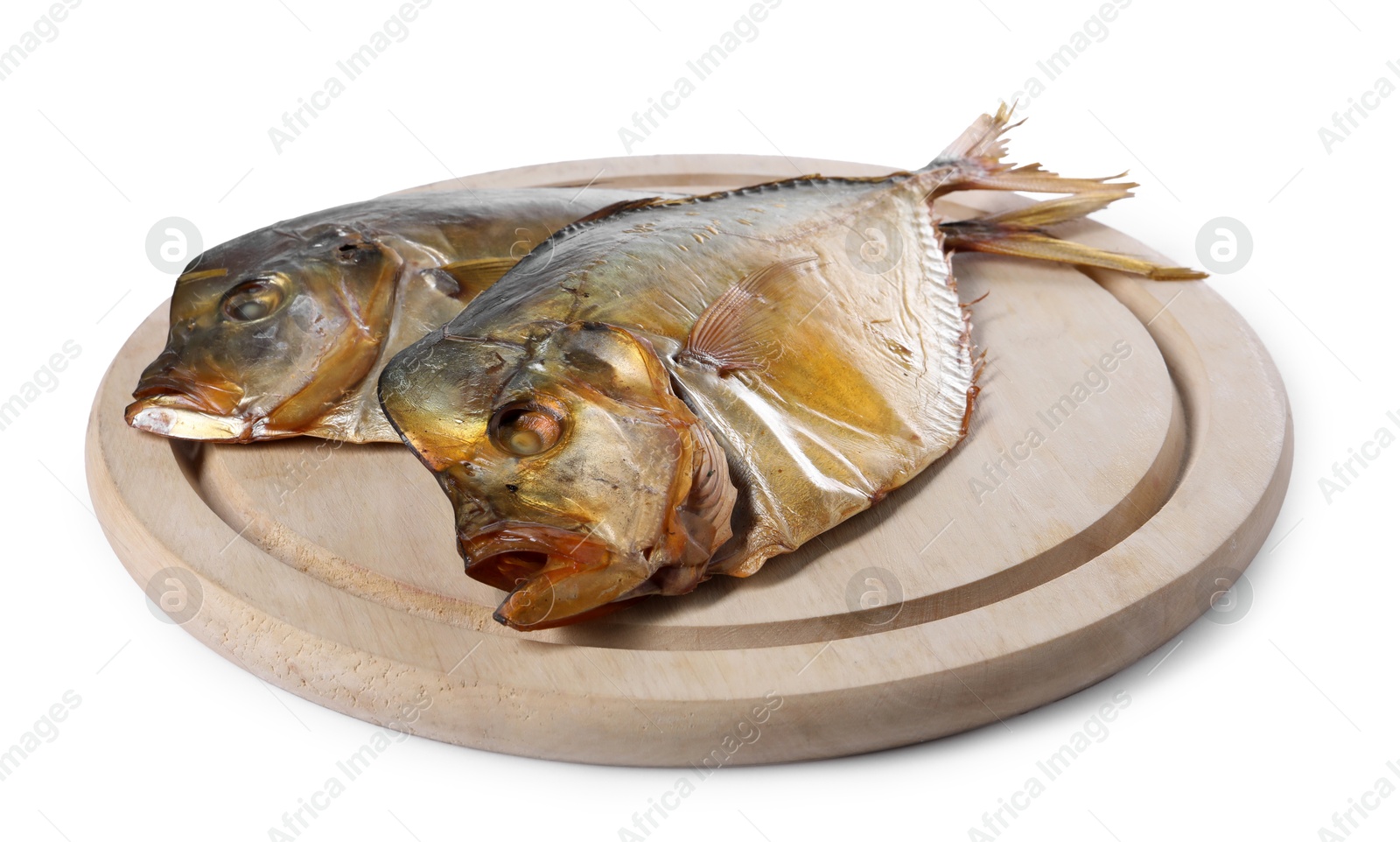 Photo of Dried moonfish isolated on white. Salty snack