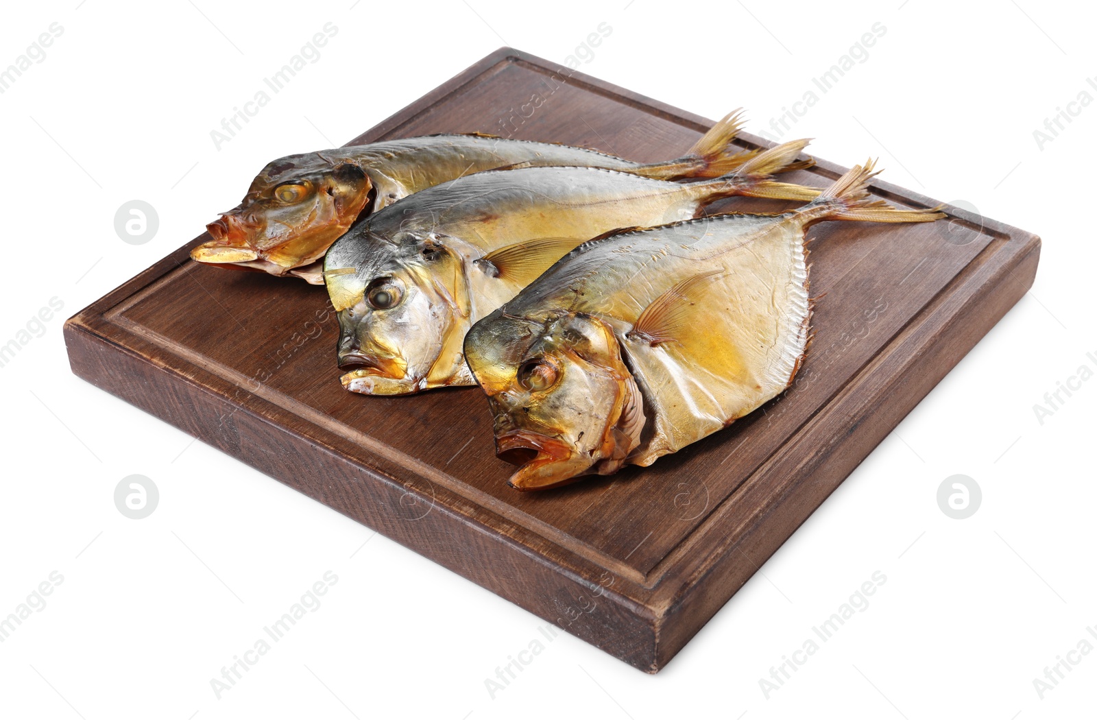 Photo of Dried moonfish isolated on white. Salty snack