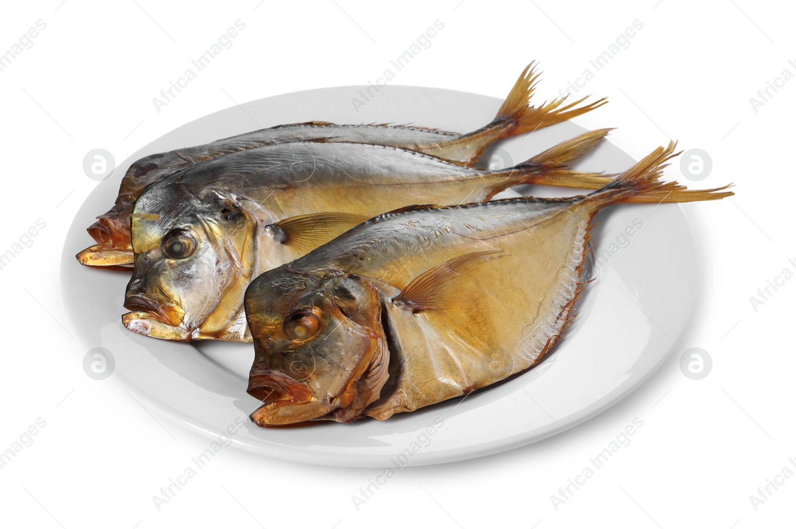 Photo of Dried moonfish isolated on white. Salty snack