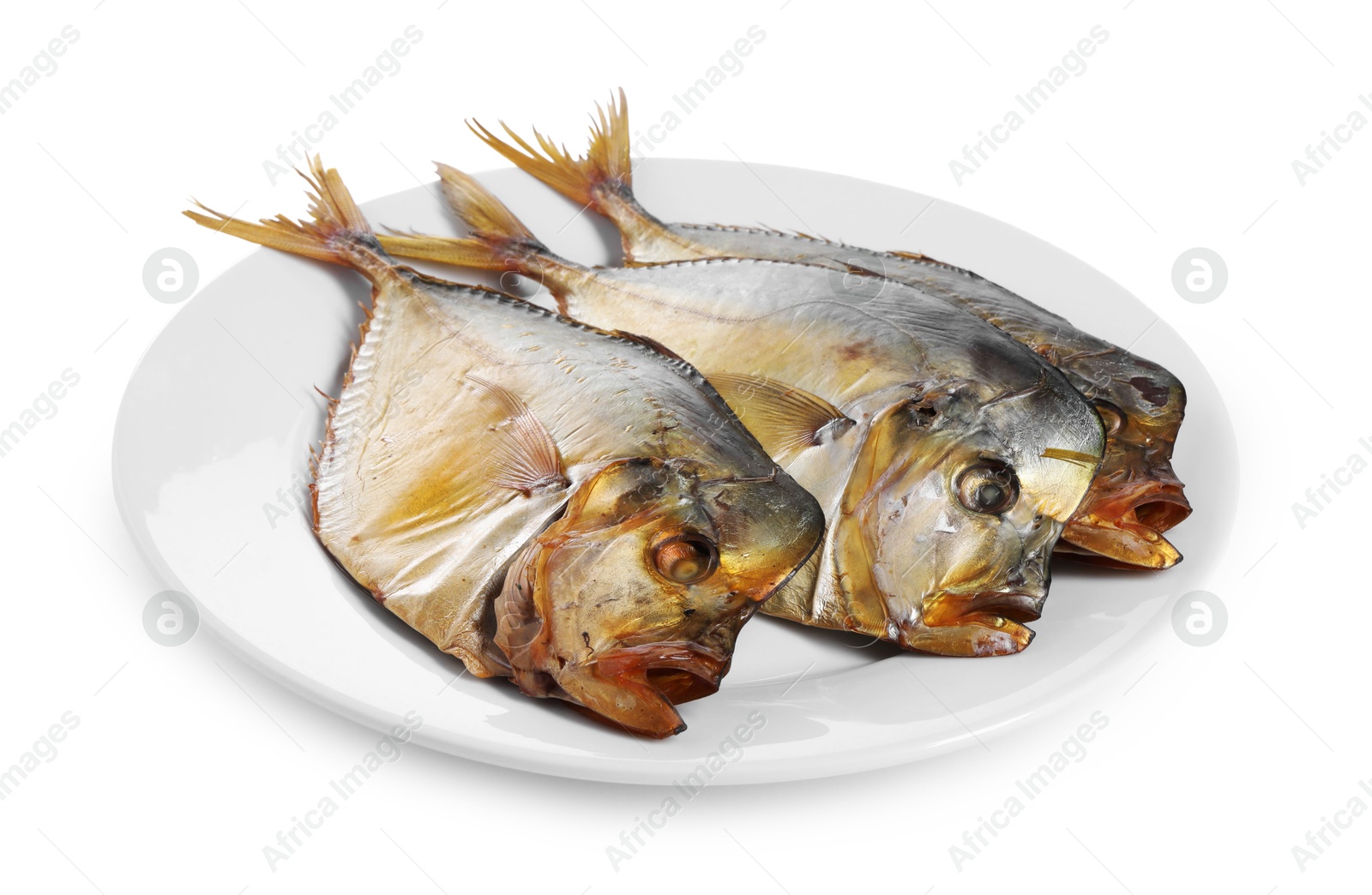 Photo of Dried moonfish isolated on white. Salty snack