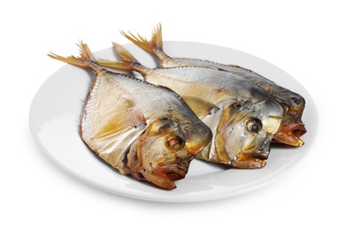 Dried moonfish isolated on white. Salty snack