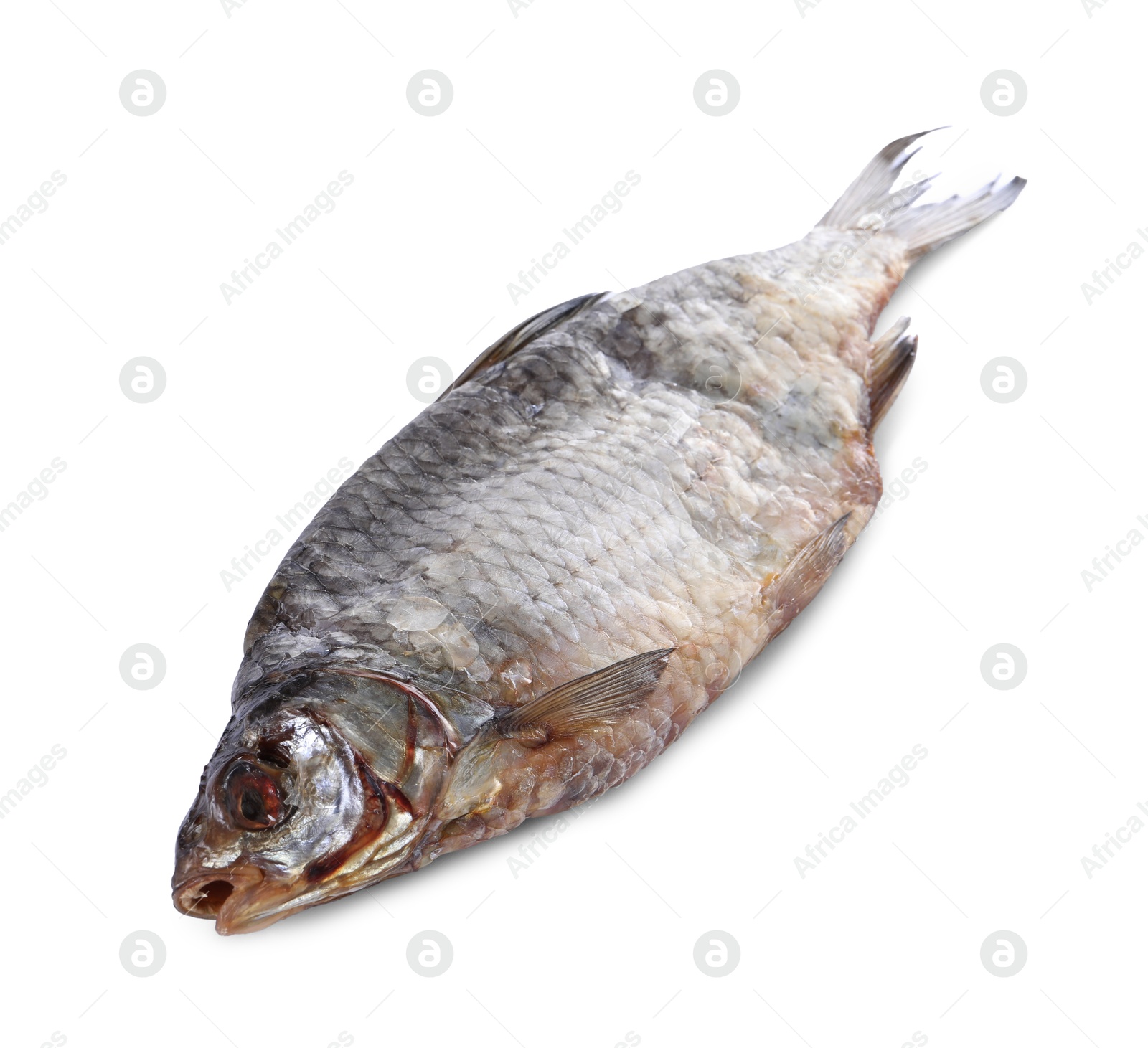 Photo of Dried salted roach fish isolated on white