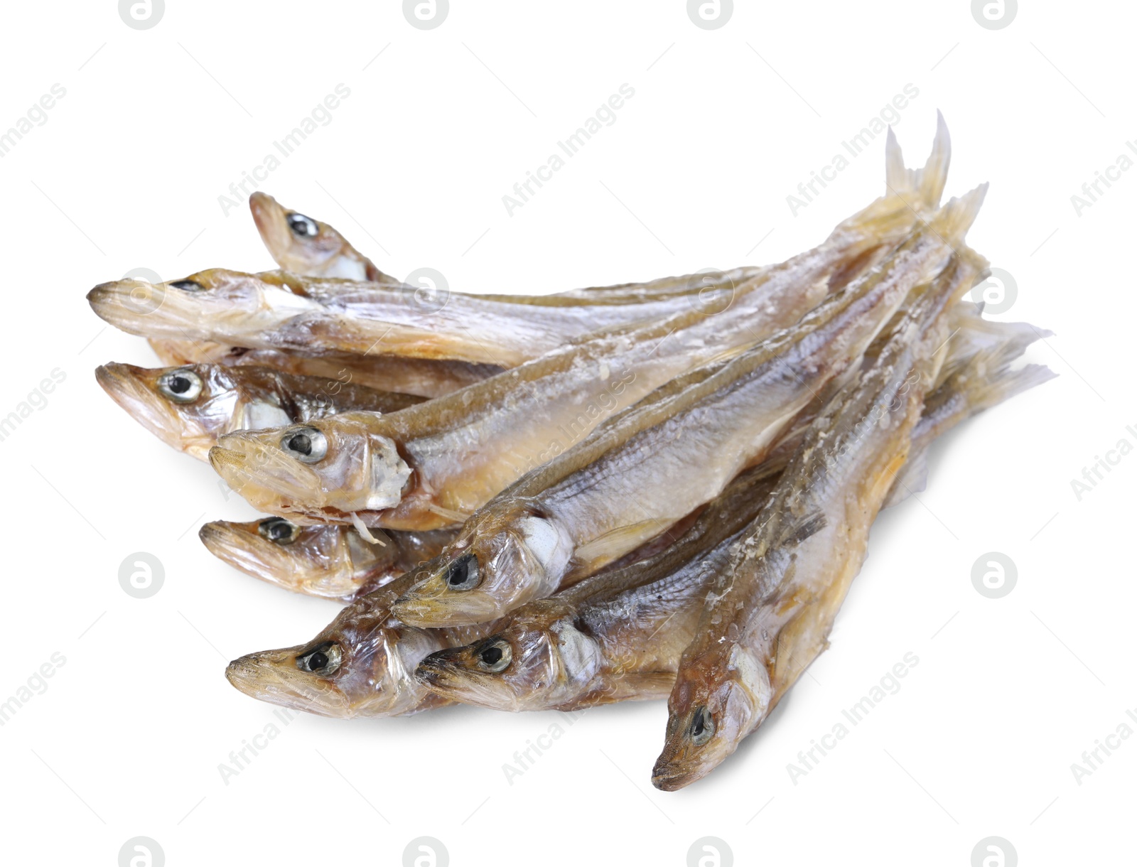 Photo of Dried salted smelt fish isolated on white